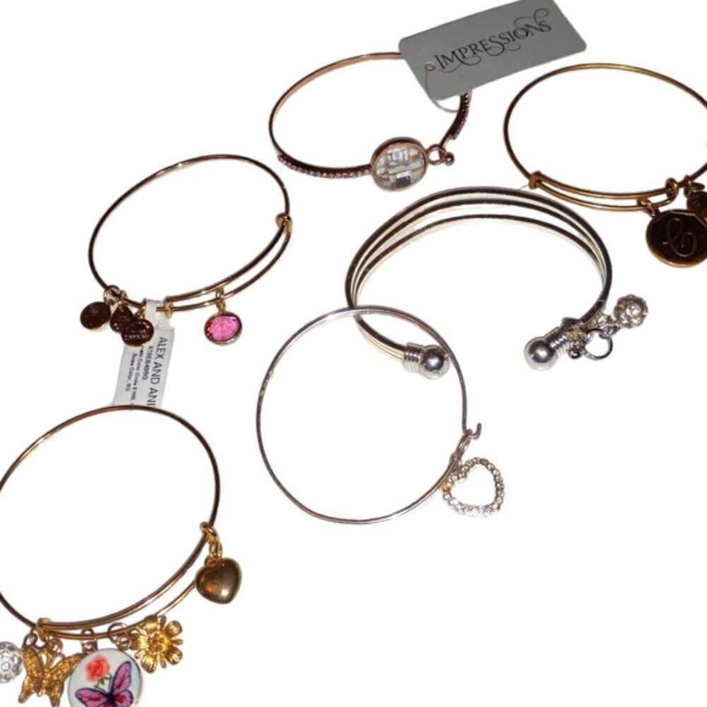 6 Bracelets w Charms Gift Giving or Resellers + Gift Bag